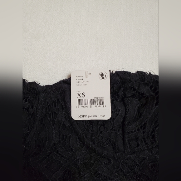 Free People Adella Corset Cami Black Lace Tiered Strapless Crop Top Size XS Boho - Picture 8 of 11